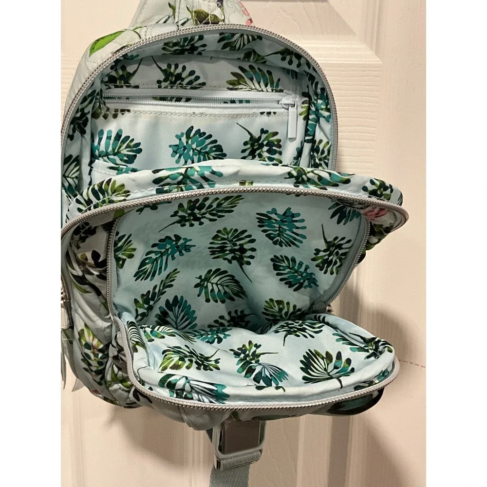 Vera Bradley Tropical Floral Quilted Sling Backpack Light Blue‎ Crossbody Bag